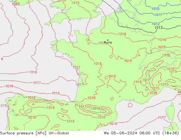 Luchtdruk (Grond) UK-Global wo 05.06.2024 06 UTC