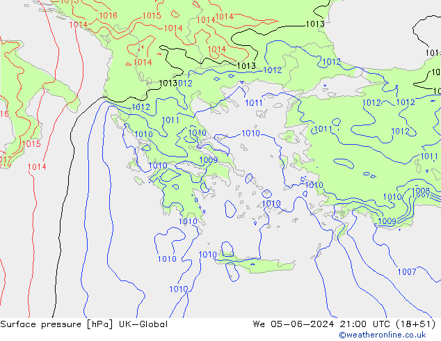 Yer basıncı UK-Global Çar 05.06.2024 21 UTC