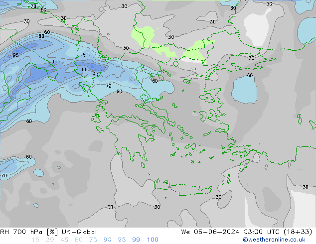 RH 700 hPa UK-Global  05.06.2024 03 UTC