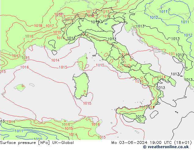 Luchtdruk (Grond) UK-Global ma 03.06.2024 19 UTC