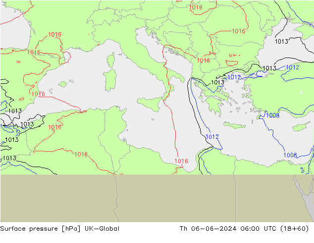 Luchtdruk (Grond) UK-Global do 06.06.2024 06 UTC