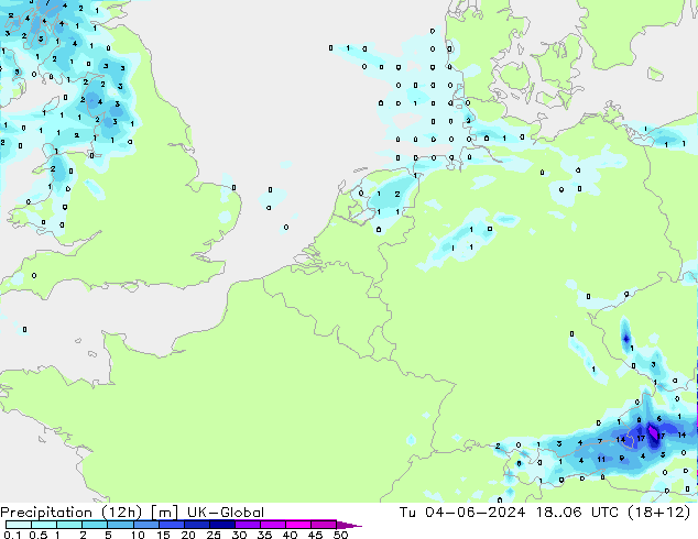 Yağış (12h) UK-Global Sa 04.06.2024 06 UTC