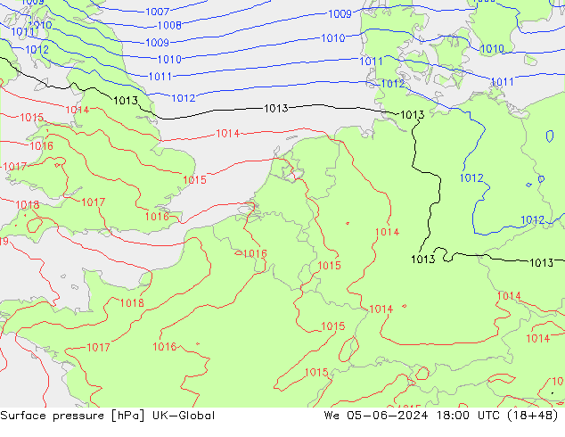 Surface pressure UK-Global We 05.06.2024 18 UTC