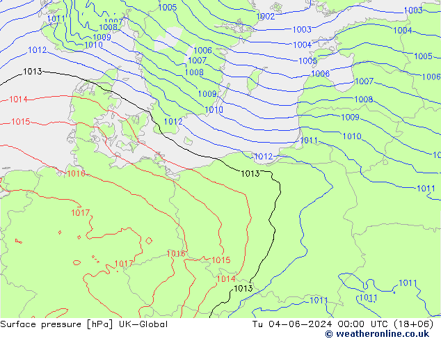 приземное давление UK-Global вт 04.06.2024 00 UTC