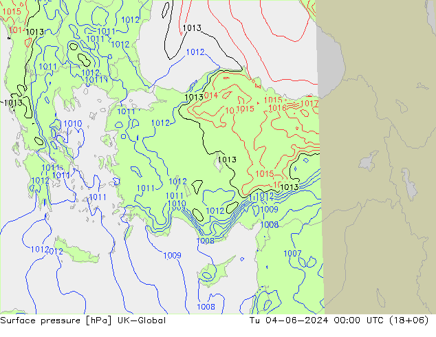 Presión superficial UK-Global mar 04.06.2024 00 UTC