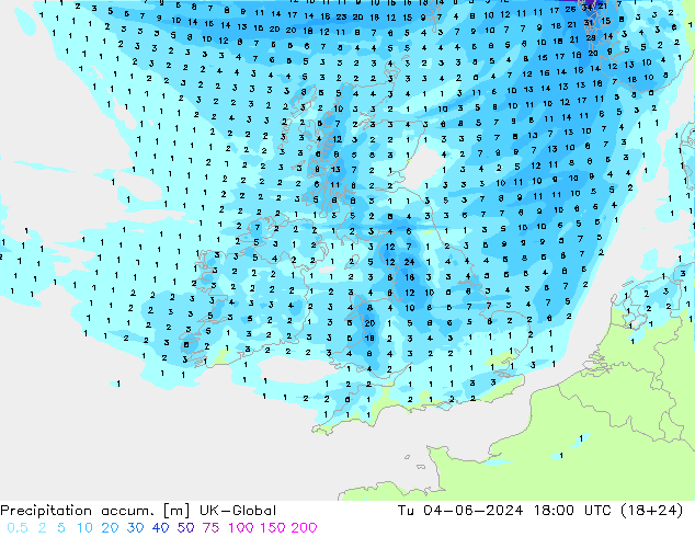 Toplam Yağış UK-Global Sa 04.06.2024 18 UTC