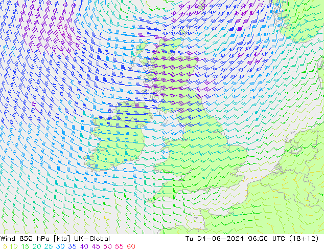 Wind 850 hPa UK-Global di 04.06.2024 06 UTC