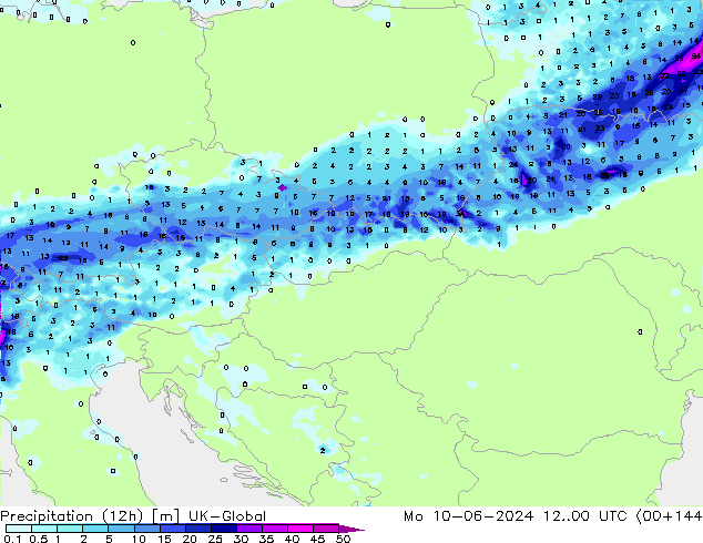 Precipitation (12h) UK-Global Po 10.06.2024 00 UTC