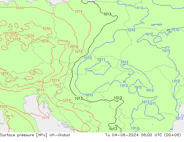 Atmosférický tlak UK-Global Út 04.06.2024 06 UTC