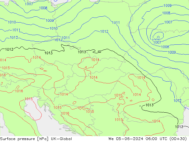 Luchtdruk (Grond) UK-Global wo 05.06.2024 06 UTC