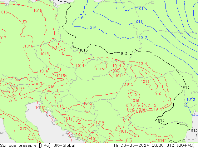 Surface pressure UK-Global Th 06.06.2024 00 UTC