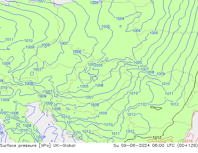 Atmosférický tlak UK-Global Ne 09.06.2024 06 UTC