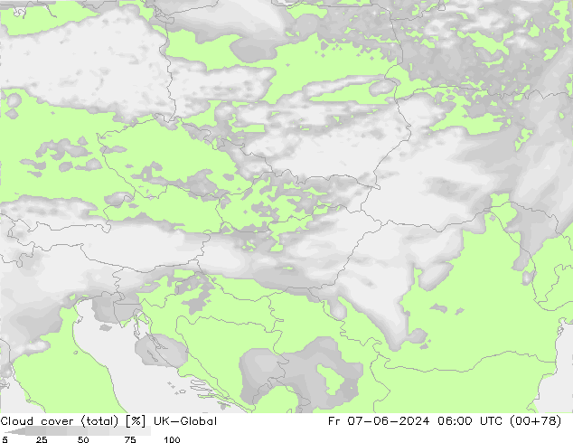 Nuages (total) UK-Global ven 07.06.2024 06 UTC