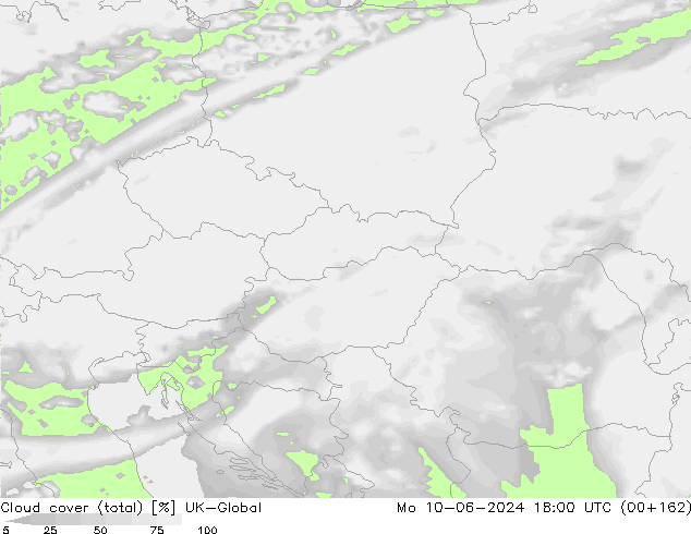 Cloud cover (total) UK-Global Mo 10.06.2024 18 UTC