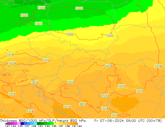 Thck 850-1000 hPa UK-Global pt. 07.06.2024 06 UTC