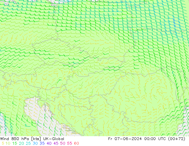 Rüzgar 850 hPa UK-Global Cu 07.06.2024 00 UTC