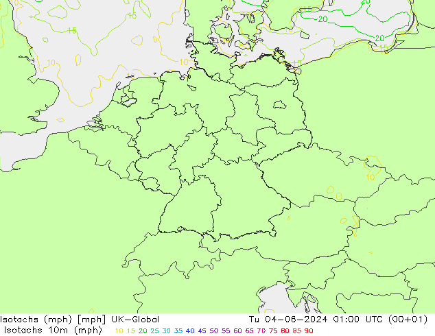 Isotachs (mph) UK-Global вт 04.06.2024 01 UTC