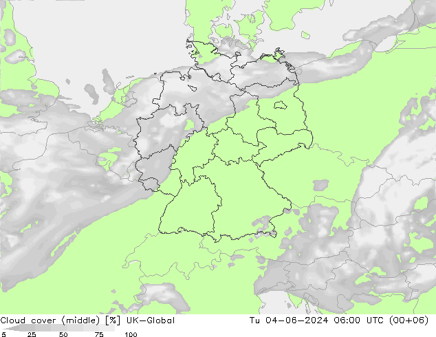 Wolken (mittel) UK-Global Di 04.06.2024 06 UTC