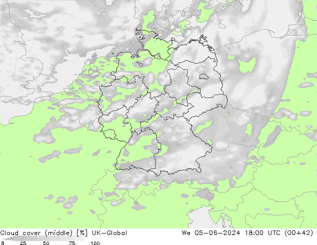 Cloud cover (middle) UK-Global We 05.06.2024 18 UTC