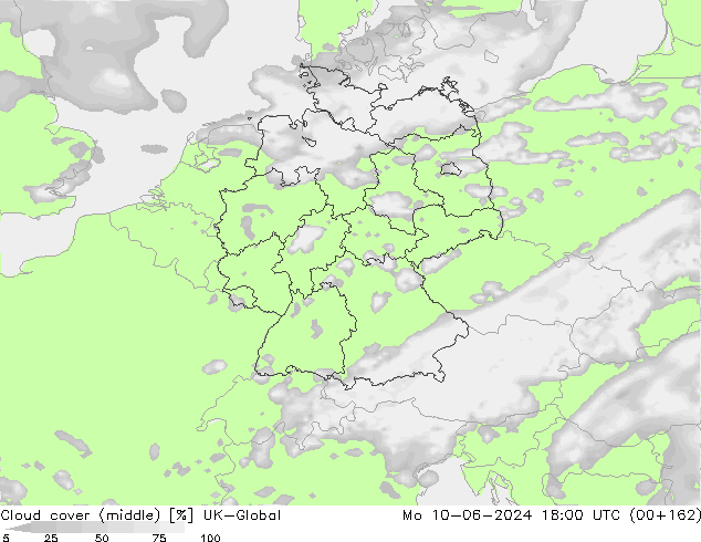 oblačnosti uprostřed UK-Global Po 10.06.2024 18 UTC