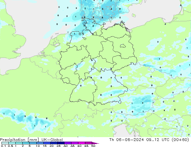 Precipitation UK-Global Th 06.06.2024 12 UTC