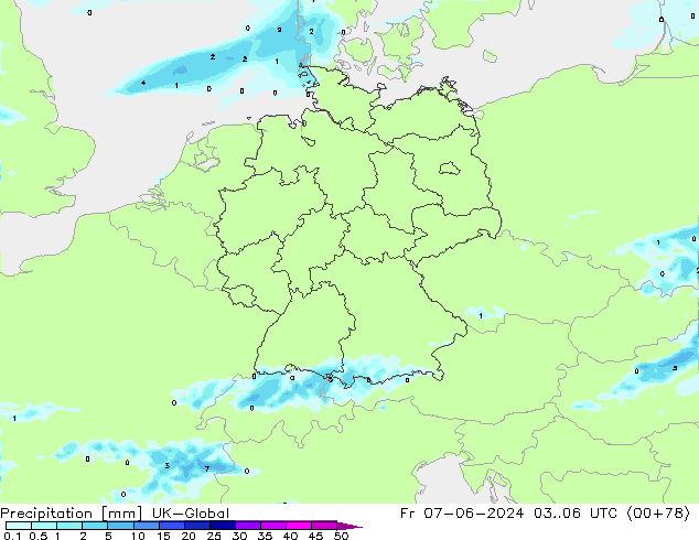 precipitação UK-Global Sex 07.06.2024 06 UTC