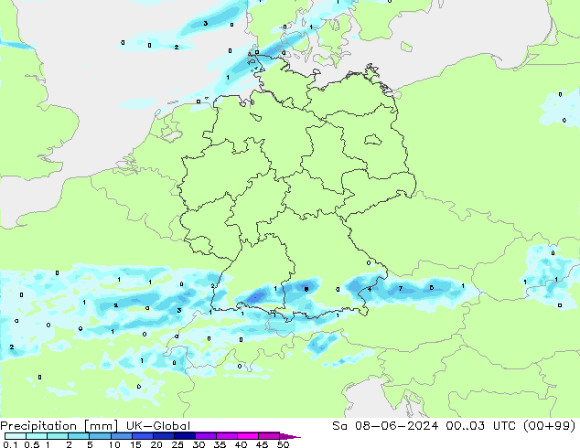 Precipitazione UK-Global sab 08.06.2024 03 UTC