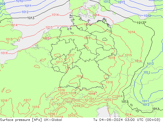 Surface pressure UK-Global Tu 04.06.2024 03 UTC