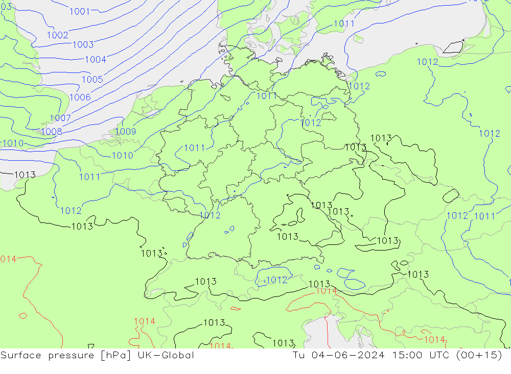 Luchtdruk (Grond) UK-Global di 04.06.2024 15 UTC