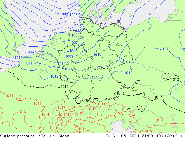 pression de l'air UK-Global mar 04.06.2024 21 UTC