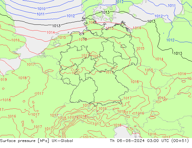 Surface pressure UK-Global Th 06.06.2024 03 UTC