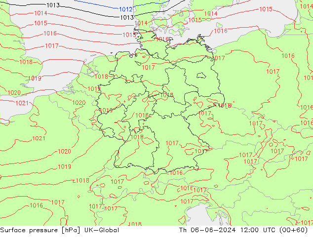 Surface pressure UK-Global Th 06.06.2024 12 UTC