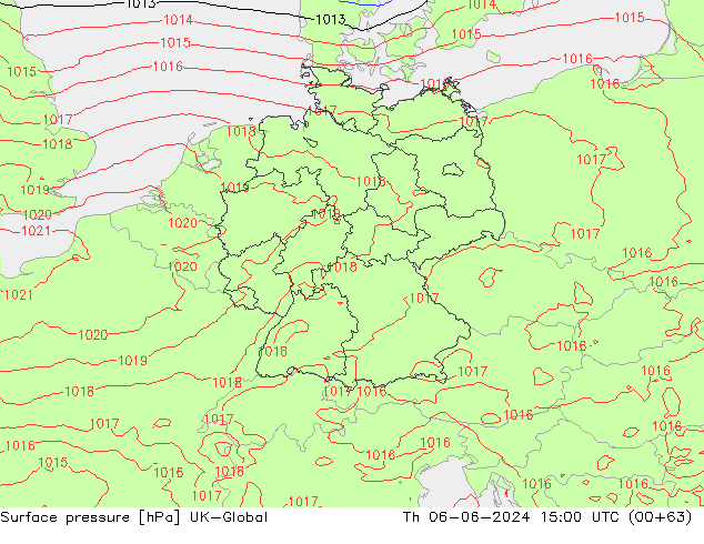 Surface pressure UK-Global Th 06.06.2024 15 UTC