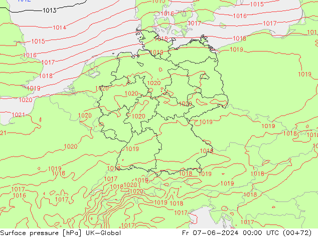 Luchtdruk (Grond) UK-Global vr 07.06.2024 00 UTC