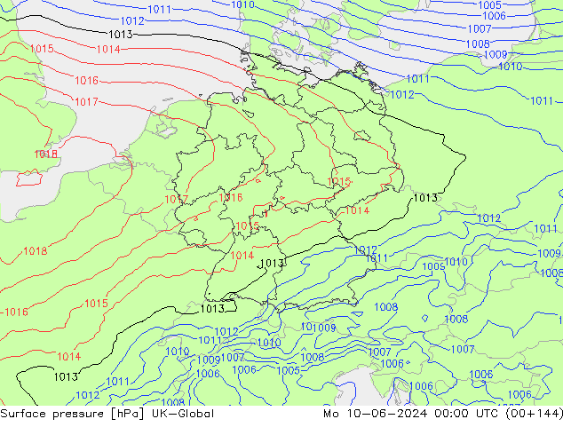 Atmosférický tlak UK-Global Po 10.06.2024 00 UTC