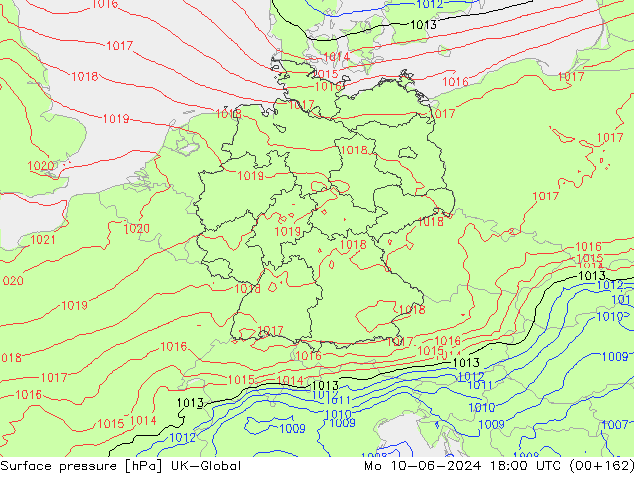 Surface pressure UK-Global Mo 10.06.2024 18 UTC