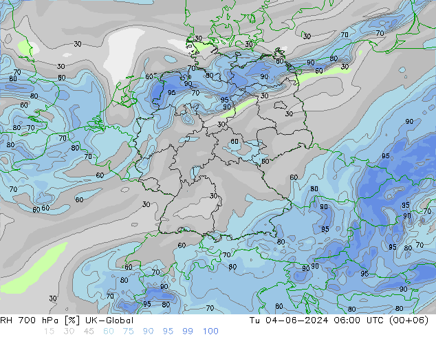 RH 700 hPa UK-Global  04.06.2024 06 UTC
