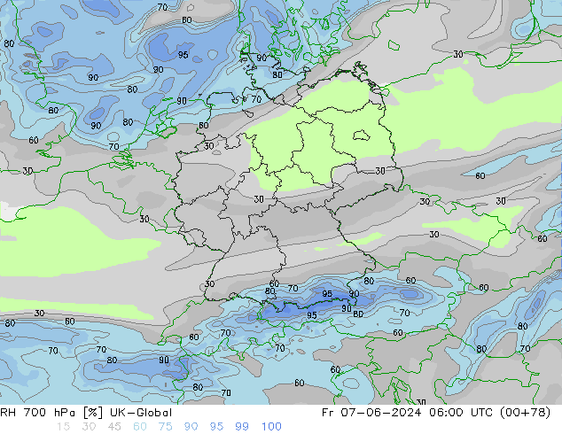 RH 700 hPa UK-Global Sex 07.06.2024 06 UTC