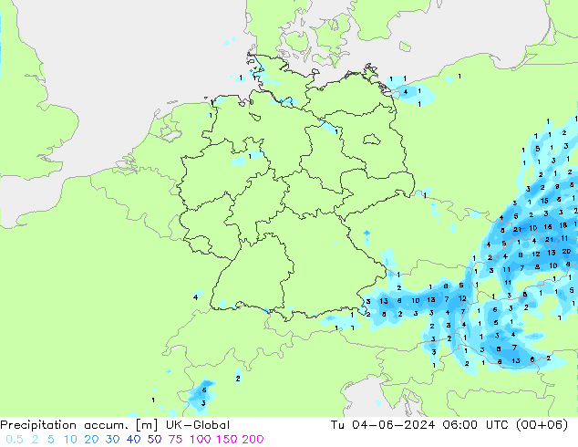 Totale neerslag UK-Global di 04.06.2024 06 UTC