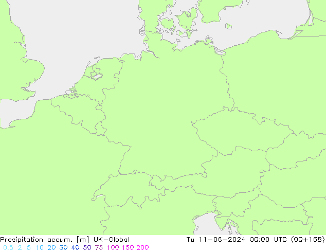 Toplam Yağış UK-Global Sa 11.06.2024 00 UTC