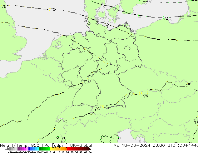 Geop./Temp. 950 hPa UK-Global lun 10.06.2024 00 UTC