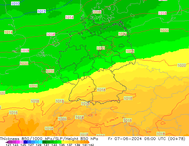 Thck 850-1000 hPa UK-Global  07.06.2024 06 UTC