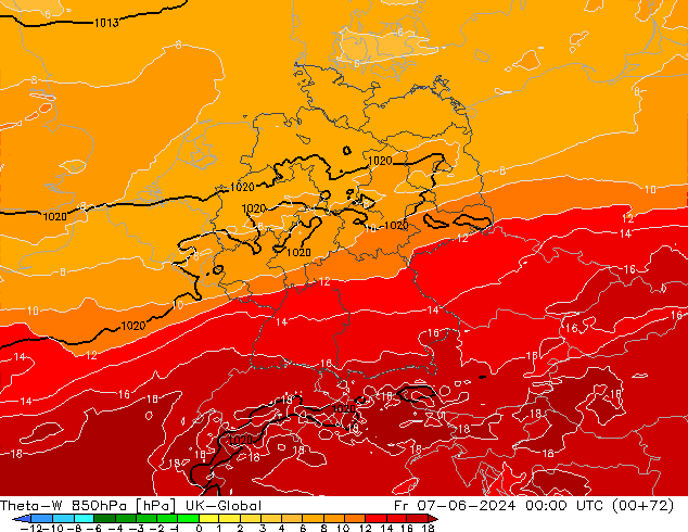 Theta-W 850hPa UK-Global pt. 07.06.2024 00 UTC