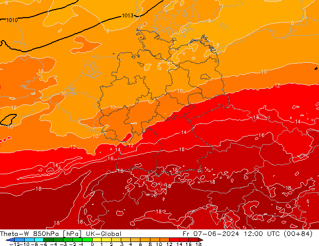 Theta-W 850hPa UK-Global Fr 07.06.2024 12 UTC