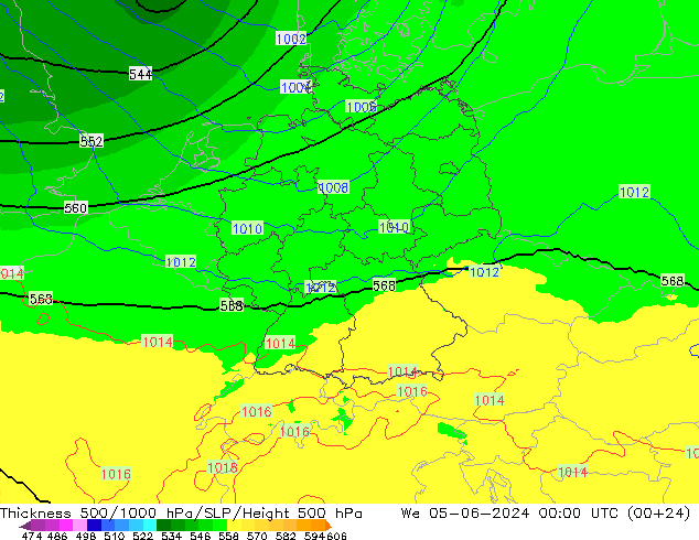 Thck 500-1000hPa UK-Global We 05.06.2024 00 UTC