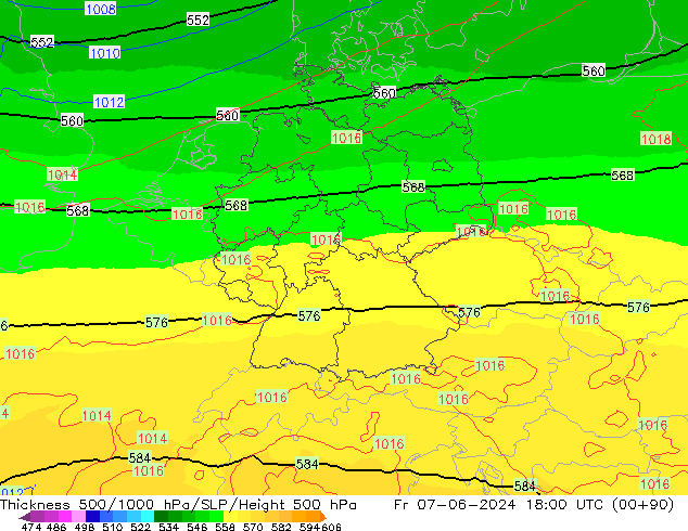 Thck 500-1000hPa UK-Global Fr 07.06.2024 18 UTC