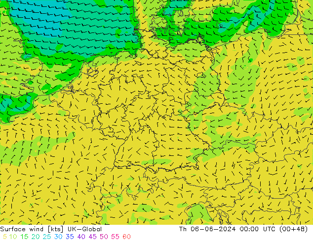 Vent 10 m UK-Global jeu 06.06.2024 00 UTC