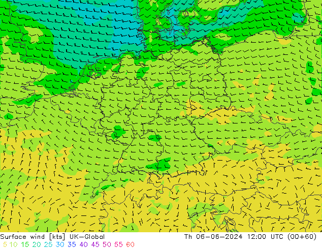 Surface wind UK-Global Th 06.06.2024 12 UTC