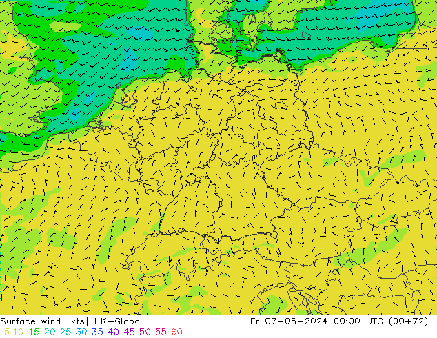 Vento 10 m UK-Global Sex 07.06.2024 00 UTC
