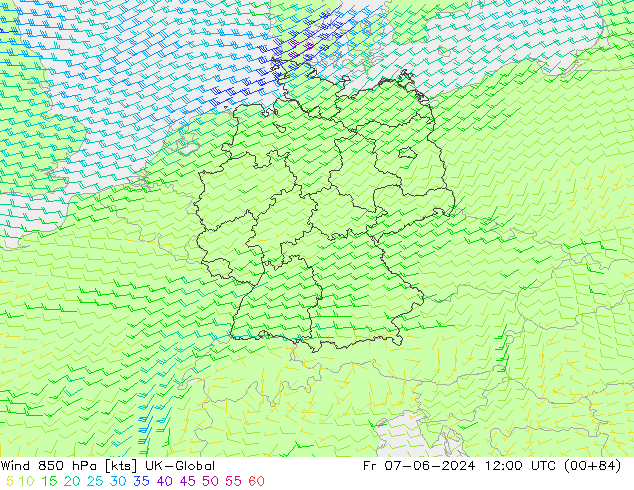 ветер 850 гПа UK-Global пт 07.06.2024 12 UTC